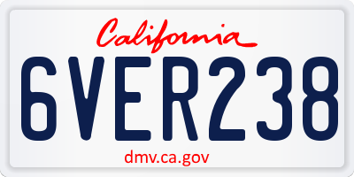 CA license plate 6VER238