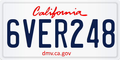 CA license plate 6VER248