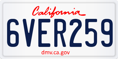 CA license plate 6VER259