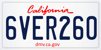 CA license plate 6VER260