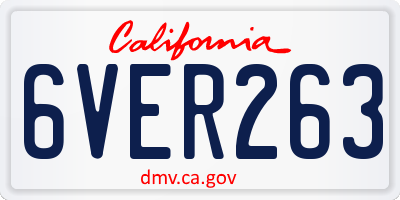 CA license plate 6VER263