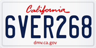 CA license plate 6VER268