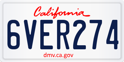 CA license plate 6VER274