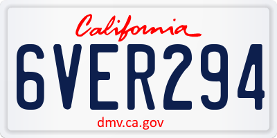 CA license plate 6VER294