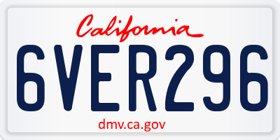 CA license plate 6VER296
