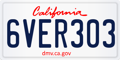 CA license plate 6VER303