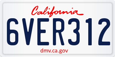 CA license plate 6VER312