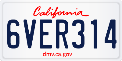 CA license plate 6VER314