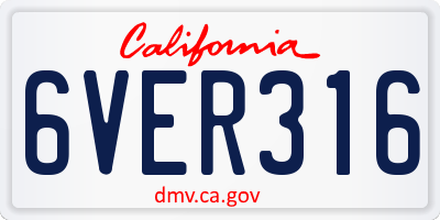 CA license plate 6VER316