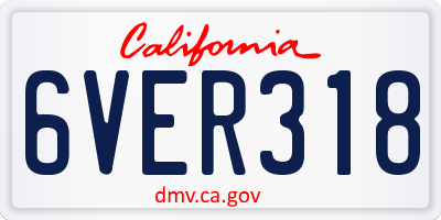 CA license plate 6VER318