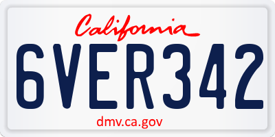 CA license plate 6VER342