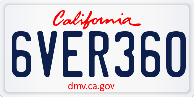CA license plate 6VER360