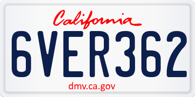 CA license plate 6VER362