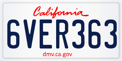 CA license plate 6VER363