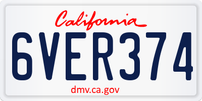 CA license plate 6VER374