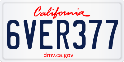 CA license plate 6VER377