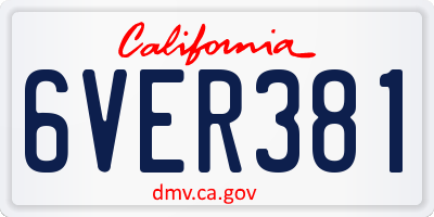 CA license plate 6VER381