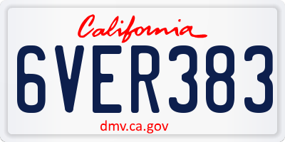 CA license plate 6VER383