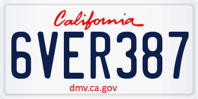 CA license plate 6VER387