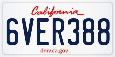 CA license plate 6VER388