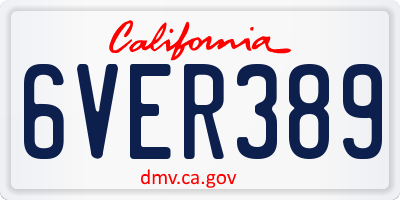 CA license plate 6VER389