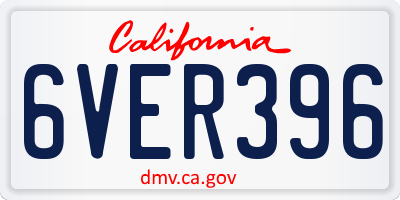 CA license plate 6VER396