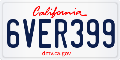 CA license plate 6VER399