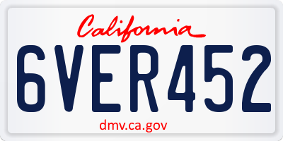 CA license plate 6VER452