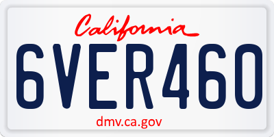 CA license plate 6VER460