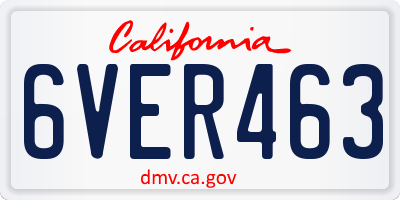 CA license plate 6VER463