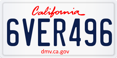 CA license plate 6VER496