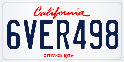 CA license plate 6VER498