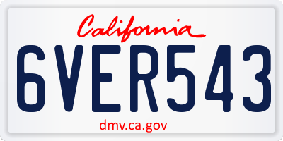 CA license plate 6VER543