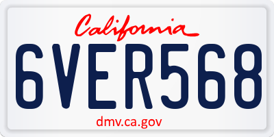 CA license plate 6VER568