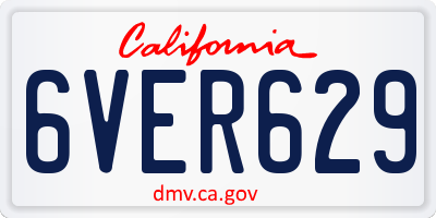 CA license plate 6VER629