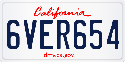 CA license plate 6VER654
