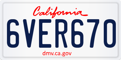 CA license plate 6VER670