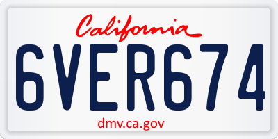 CA license plate 6VER674