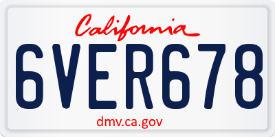 CA license plate 6VER678