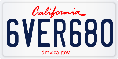 CA license plate 6VER680