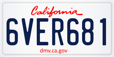 CA license plate 6VER681