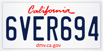 CA license plate 6VER694