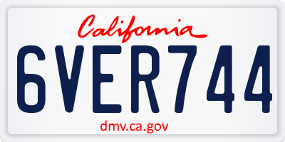 CA license plate 6VER744