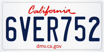 CA license plate 6VER752