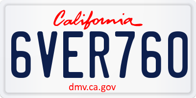CA license plate 6VER760