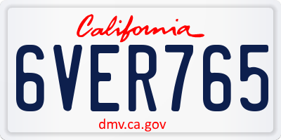 CA license plate 6VER765