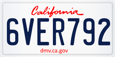CA license plate 6VER792