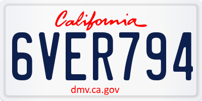 CA license plate 6VER794
