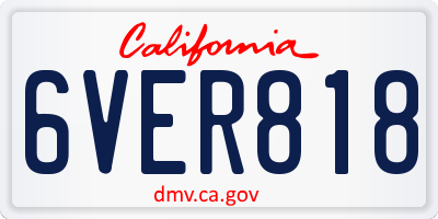 CA license plate 6VER818