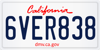 CA license plate 6VER838